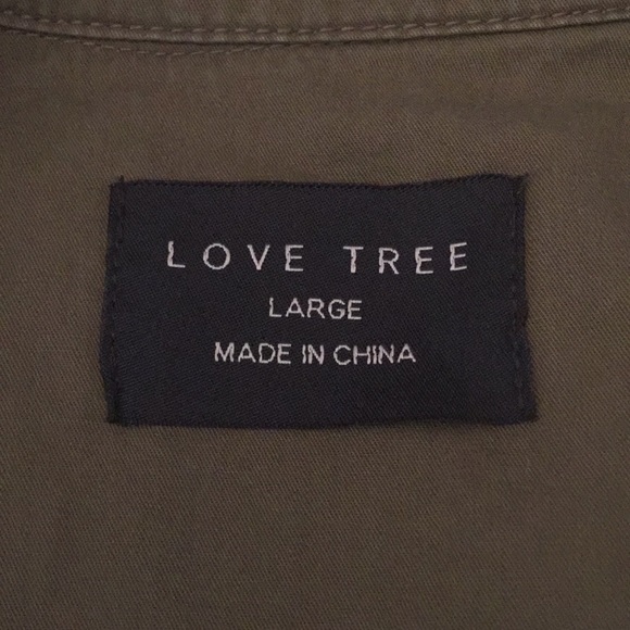 Love tree Army green jacket size large patchwork - Picture 6 of 6